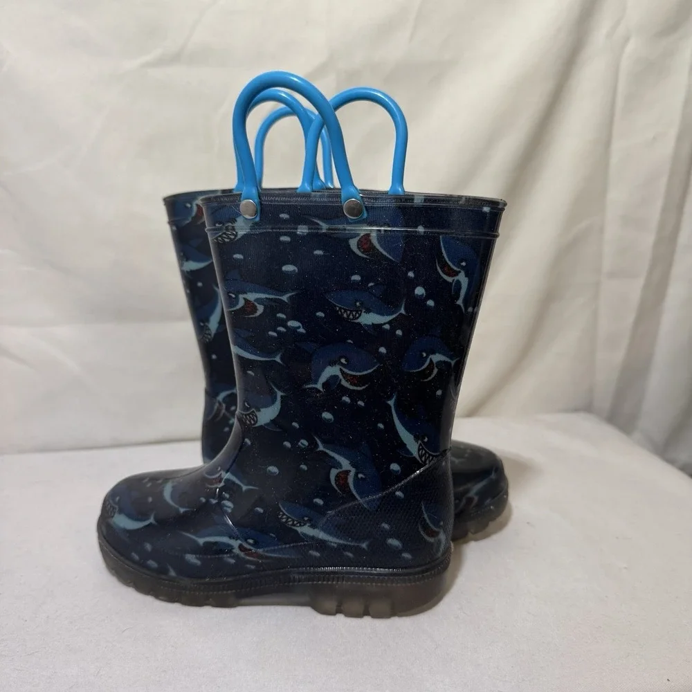 Little Kid Casual Rain Boots Shark Design Size 8C
